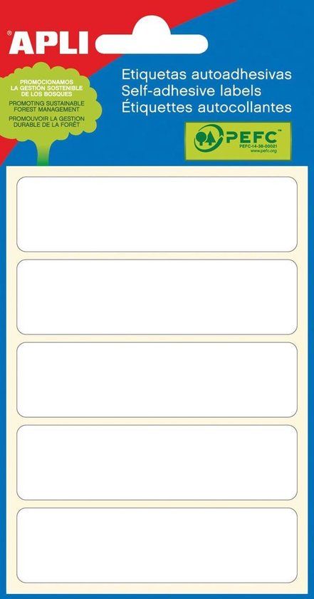 Apli witte etiketten ft 20 x 75 mm (b x h), 30 stuks, 5 per blad