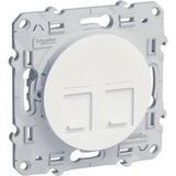 Schneider Electric Odace, Prise Double RJ45 Blanc, Grade 3 (Multimédia) Cat. 6 STP, à Vis (S520486)
