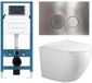 Adema Salina 2.0 Toiletset - 48.5x36x32cm - diepspoel - spoelrandloos - QeramiQ inbouwreservoir - softclose - quickrelease - toiletzitting - RVS metalen bedieningsplaat - ronde knoppen - wit