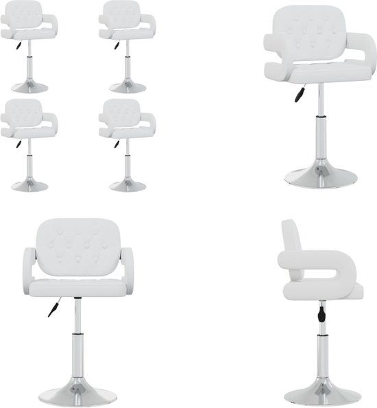 vidaXL Eetkamerstoelen draaibaar 4 stuks kunstleer wit