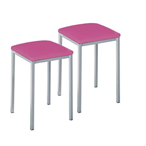 ASTIMESA Keukenkrukken - Vierkant - Kunstleer - Roze - Zithoogte 45 cm - Set van 2