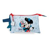 Disney Mickey Road Trip pennenetui, drievoudig, blauw, 22 x 12 x 5 cm, polyester