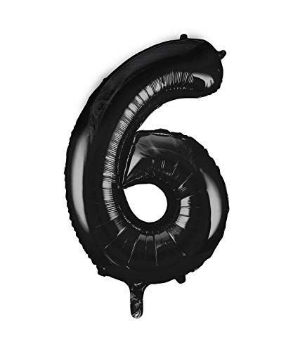 Unique Party 56003 - 34" Giant Black Foil Number 6 Balloon