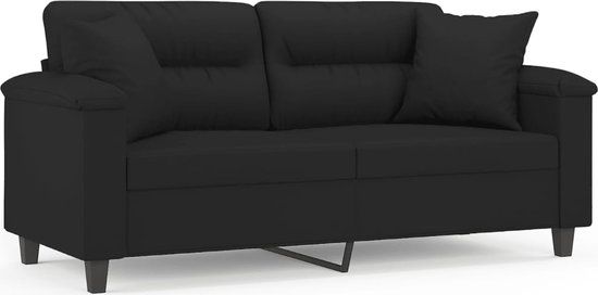vidaXL Tweezitsbank - 140 cm - Microvezelstof - Zwart