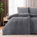TRANKIELO® parure de lit seersucker 135x200 cm - 4 pièces - gris - microfibre - facile d'entretien