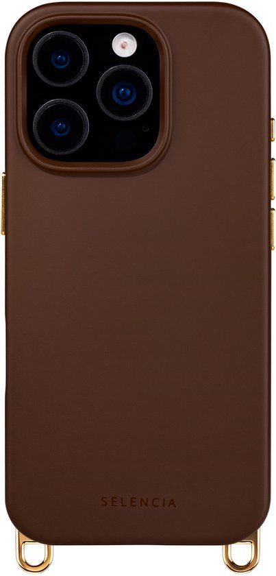 Selencia Rivièra MagSafe Backcover met afneembare haakjes voor de Apple iPhone 16 Pro Max - Choco Brown