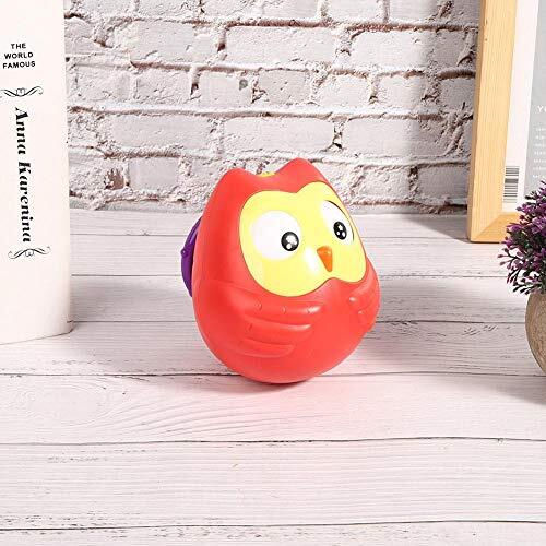 03 Groen ringgeluid Rood speelgoed voor vroeg onderwijs, babyrammelaarspeelgoed, bijtring voor baby thuis, baby spelen(308 Owl Tumbler Rattle Red)