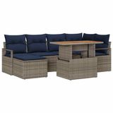 vidaXL Tuinbankenset 7 st Grijs poly rattan