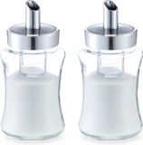 Zeller 2x Suikerstrooiers van glas/metaal 175 ml
