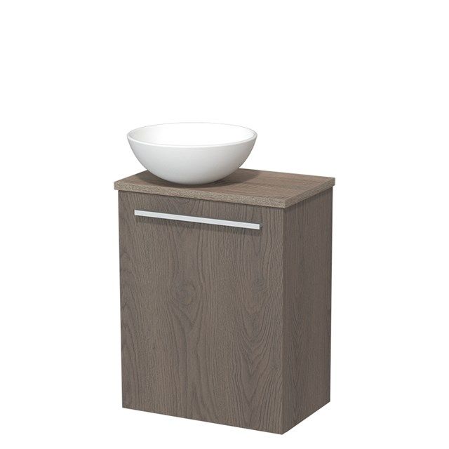 Maxaro Modulo Toiletmeubel - 41 cm - Donkerbruin Eiken - Keramiek Waskom