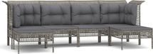 vidaXL Loungeset 6-delig avec coussins poly rotin gris