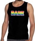 Bellatio Decorations Shoppartners Bv Gay Pride Babe Tanktop/Mouwloos Shirt - Zwart Regenboog Singlet voor Heren - Gay Pride XXL