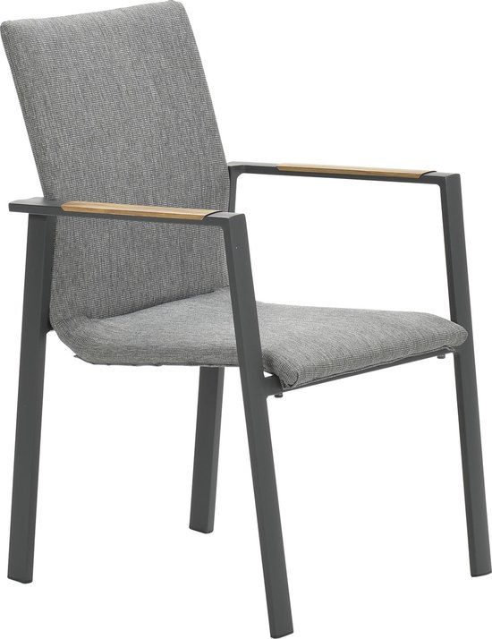 Garden Impressions Ottawa dining stoel - teak look - carbon black/ grijs