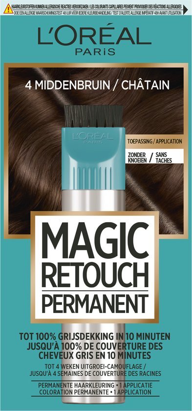 L’Or&#233;al Paris Magic Retouch Permanent 4 - Middenbruin - Permanente Haarkleuring