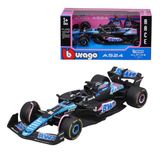 Bburago Formule 1 Alpine A524 Japan versie (2024): modelauto op schaal 1:43, speciaal model, van chauffeur #31 Esteban Ocon, Window Box, 12,5 cm, blauw roze (18-38219O1)