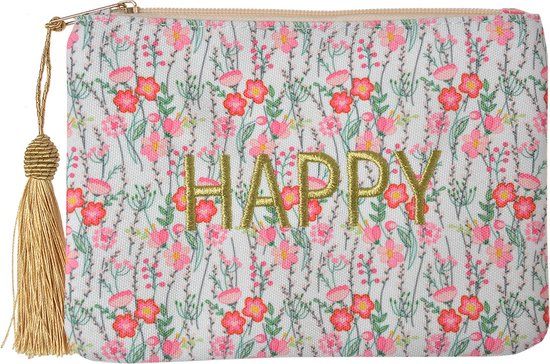 Clayre & Eef Toilettas Dames Roze Polyester Make-Up Tasje - 21x15 cm