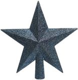 Decoris Kerstboom piek - Ster vorm - Donkerblauw - Glitter - 19 cm - Kunststof