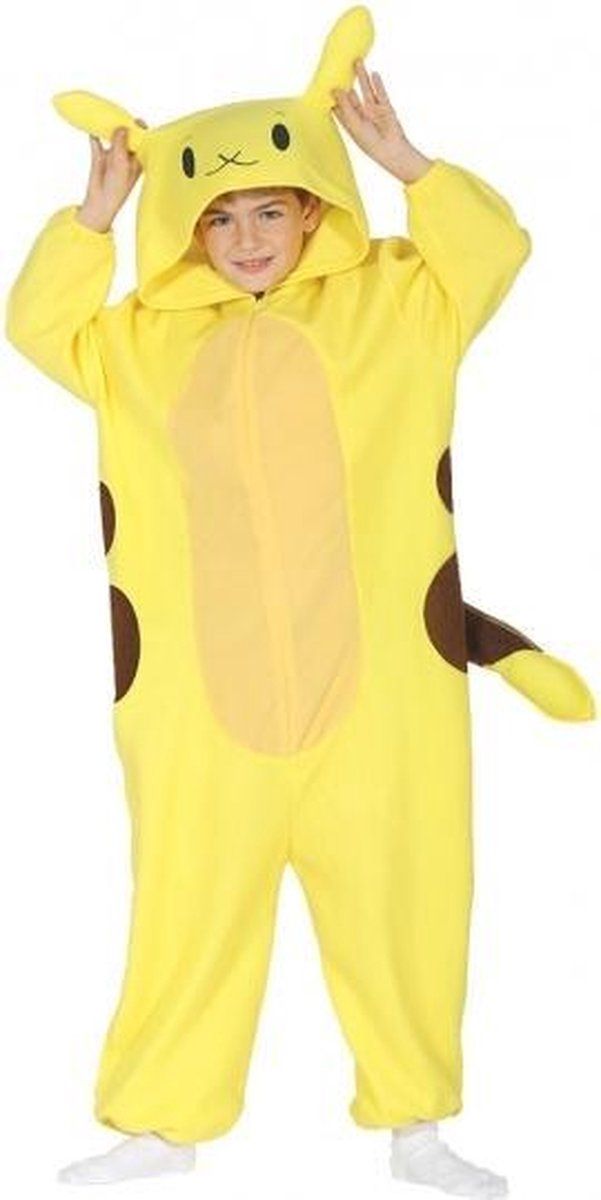 Gele cartoon chinchilla onesie voor kinderen 7-9 jaar (122-134)