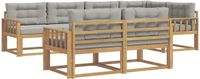 vidaXL Buiten bankenset 6 st Wit en Lichtgrijs Polyester