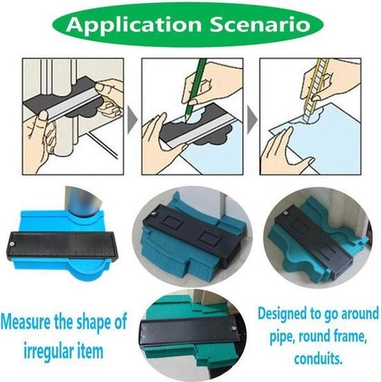 Superdealer Profiel Kopieer Hulp - Aftekenhulp en Duplicator - Contourmal - Meetinstrument - Hoekmeter - Schuifmaat - Blauw