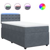 vidaXL Boxspringbed met matras, fluweel, donkergrijs, 80x200 cm