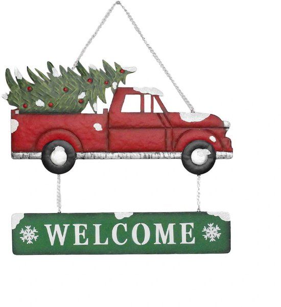 Buitengewoon de boet 102 De Boet Wanddeco Kerst Auto met Boom 50x53 cm