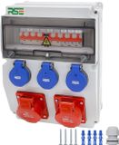 Merkloos / Sans marque Wan GmbH Wandbouwstroomverdeler 32A en 16A - Compleet Bedraad - 230V met CEE-Meter - IP65