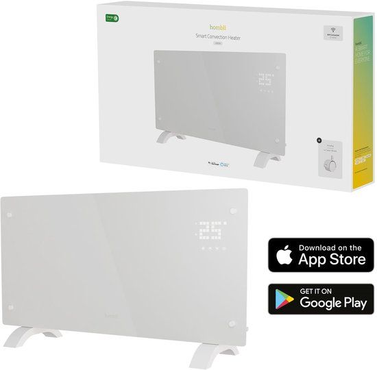 Hombli Smart Convectorkachel - 2000W - Wit Glas
