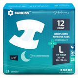 SUNKISS Luiers voor volwassenen met ultiem absorptievermogen, nachtluiers voor volwassenen voor mannen en vrouwen, langdurige droogte, geurbestrijding, groot, 12 stuks