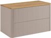 3xE living Meuble de salle de bain 80 cm, Cachemire Linea | 2 Tiroirs, Plan Vasque, Suspendu, 80,8 x 44,2 x 50 cm, Caisson 16 mm, Façades MDF