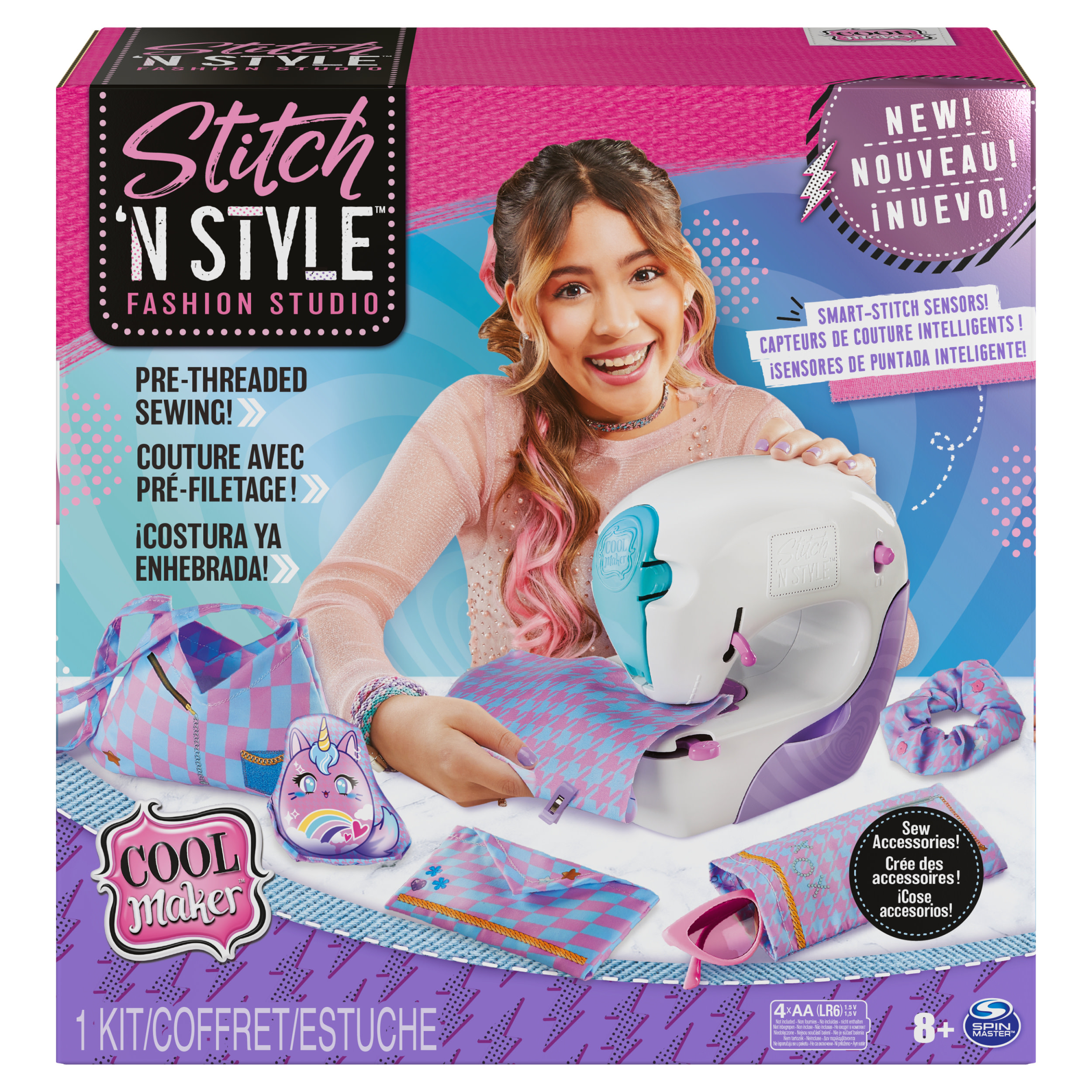 Spin Master Cool Maker - Stitch ‘N Style Fashion Studio-speelgoednaaimachine met ingeregen garen inclusief stofjes en watertransferprints knutselspeelgoed