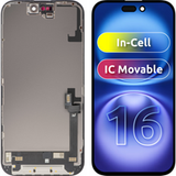 JK Display met Touchscreen voor Apple iPhone 16, met Frame, LCD In-Cell IC Movable Versie, Zwart