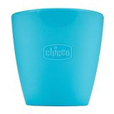Chicco Easy Mug, kleine beker van siliconen met schuine rand, eenvoudig voor kleinere kinderen zonder omdraaien, flexibel en schoon te maken, 6 maanden, blauw