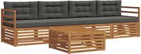 vidaXL Acacia Hout Bank Loungeset 4-Zits Natuurlijk en Antraciet
