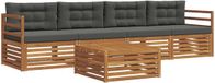vidaXL Acacia Hout Bank Loungeset 4-Zits Naturel et Anthracite