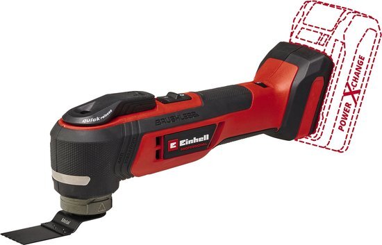 Einhell Accu Multitool TP-MG 18 Li BL Solo - Power X-Change - 18 V/Li-ion - Incl. 9x schuurpapier en 4 verschillende zaagbladen - Excl. accu en lader