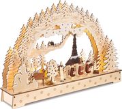 BRUBAKER Sternsinger 3D-lichtboog, led-lichtboog, ledverlichting met batterij en kabel, naturel hout, 27 x 40 x 7,5 cm, handbeschilderde figuren, kerstdecoratie voor tafel en raam