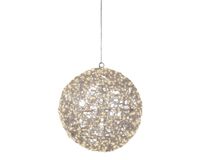 Lumineo Warm wit 600 Micro-LED verlichte 3D bal frame wit zilver dia 38 cm