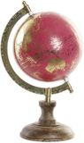 Atmosphera Decoratie wereldbol / globe - roze / goud - aluminium voet - 15 x 13 x 23 cm - Landen/contintenten topografie