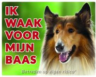 Stickerkoning.nl Schotse Herder / Collie Waakbord - Ik waak Bruin