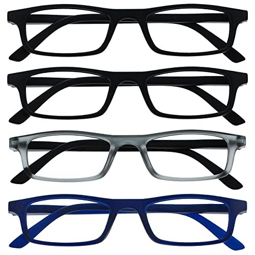 The Reading Glasses The Reading Glasses Company Zwart Mat Grijs Marineblauw Lezers Waarde 4 Pack Mens Womens Lente Scharnieren RRRR17-1173 +3.00