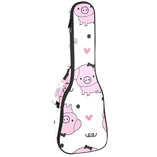 Mersov Tenor Ukulele Gigbag Waterdichte Ukelele Case Gewatteerde Rugzak, Geweldig voor Sopraan Concert (21/23/24") Cartoon Roze Schattig Varken