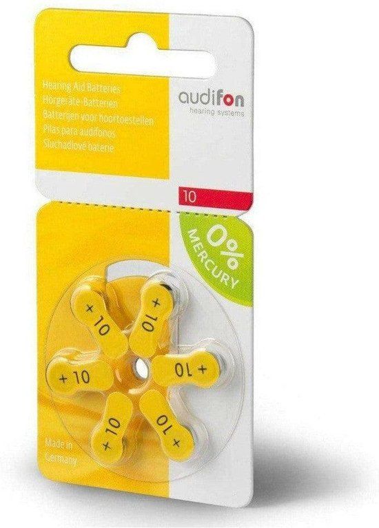 Audifon P10 hoortoestelbatterij geel (60 stuks)