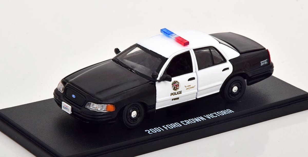 Greenlight Crown Victoria LAPD "Drive" 2001 Zwart / Wit 1-43 Greenlight Collectibles