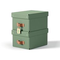 Leitz Puro Kleine Opbergdoos met Deksel – Set van 2 Duurzame Opbergdozen, Compatibel met Kubuskasten & Wandplanken, Stapelbare Organiser van 7L, voor Thuis & op Kantoor (20 x 28 x 15 cm, Groen)