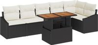vidaXL Tuinbank - Set - 6 zitplekken - Zwart - Polyrattan