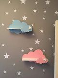 Homemania 8681847092599 Cloud Boekenkast met legplanken voor woonkamer, slaapkamer, kantoor, blauw, roze, wit, MDF