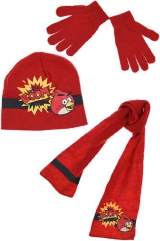 Angry Birds Winter Set - Red - Beanie, Scarf & Gloves - Kids