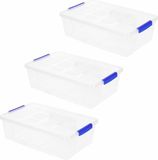 PLASTICFORTE Opbergbox met deksel - 10x - 2 liter - transparant - kunststof