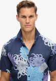 Superdry Hawaiian Shirt Heren Katoen Korte Mouw XXL Chrysanthemum Navy